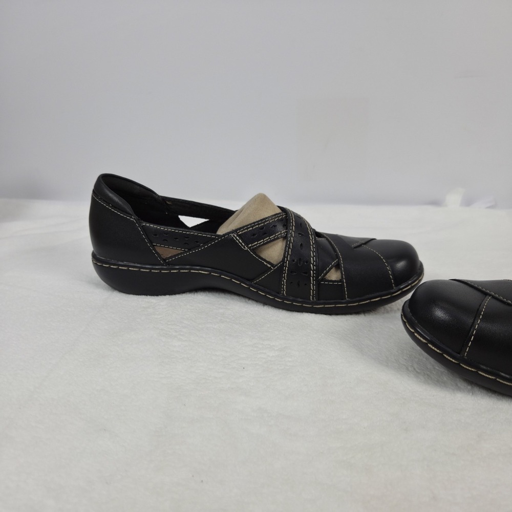 Clarks Women's Size 8.5 M Ashland Spin Q Black Leather Shoes - Picture 8 of 16